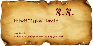 Mihályka Maxim névjegykártya
